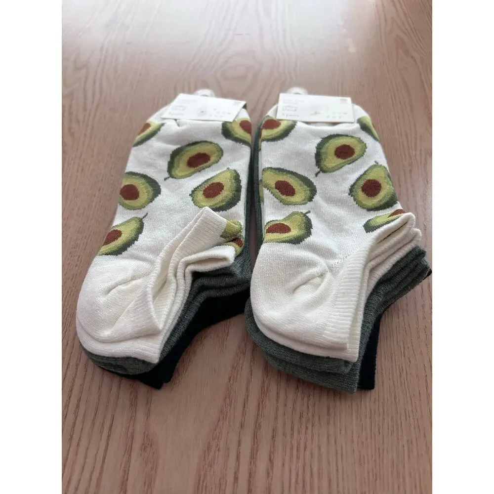New Womens 6 Pairs A New Day Avacado 🥑Print low cut socks shoe size 4-10